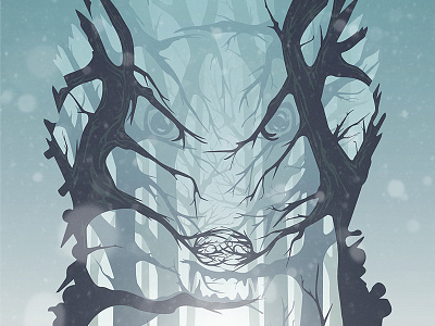 The Boy Who Cried Direwolf bottleneck gallery fog forest game of thrones light mist snow sunrise trees wolf