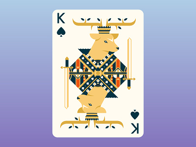 Quinn the Fox Playing Cards: King of Spades animals cards color colour cool cute deer flat design geometric illustration king of spades nature playing cards stag