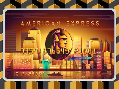 Andy Hau Gold Card American Express architecture bright buildings city color colorfu cool editorial lights neon new york sunset