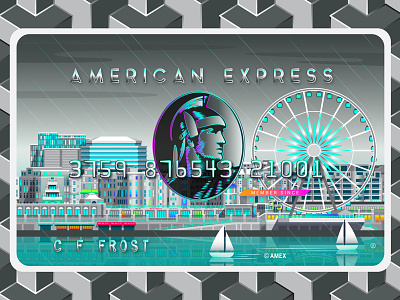 Andy Hau Platinum Card American Express architecture bright brighton buildings city color colour cool cute editorial illustration social media