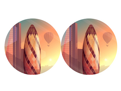 #QuinnsQuips in 3D! 3d adventure architecture buildings cute fox hot air balloon london sky stereoscope sun sunset