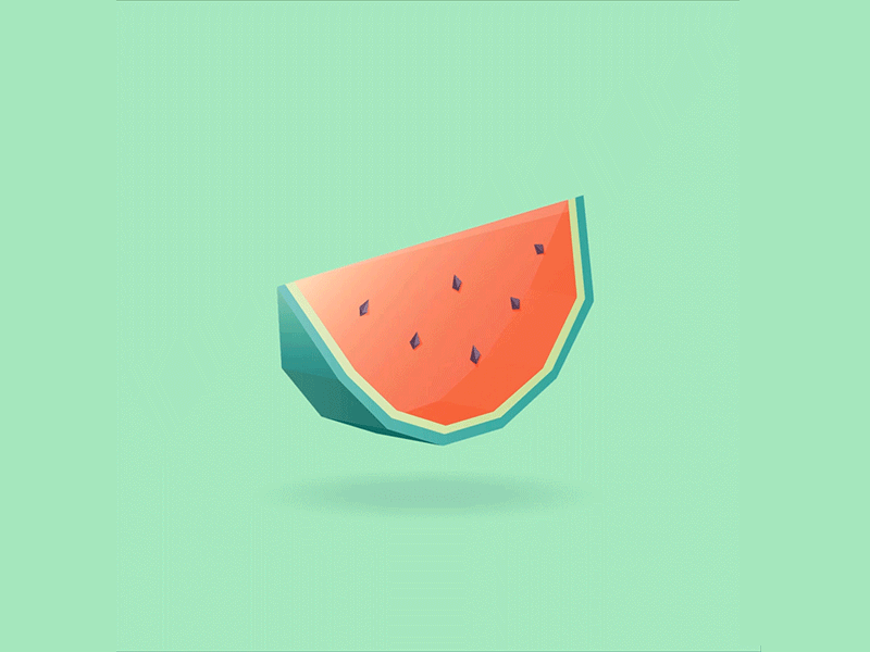 Watermelon animation bounce color colour cute fly fruit gif illustration low poly melon watermelon