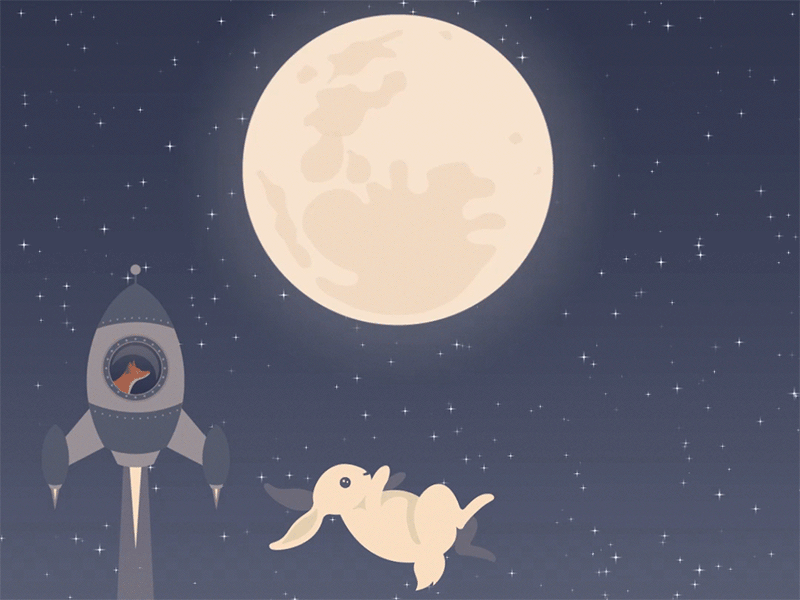 Mid-Autumn Festival animation cute fox gif illustration mid autumn festival moon rabbit rocket space stars 中秋節