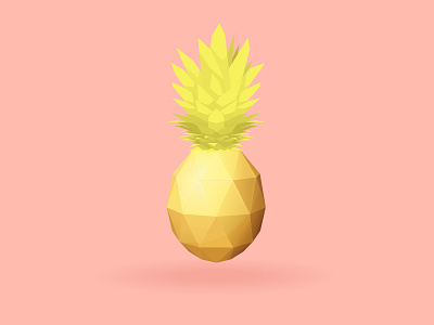 Pineapple 3d color colour cute flat design fruit fun gold illustration low poly pineapple pink