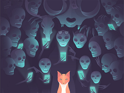 Happy Halloween 2016 cute fox funny ghosts glow halloween happy halloween illustration illustrator iphone night scary