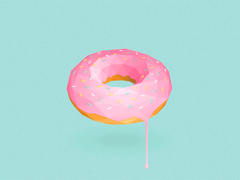 Donut animation colour cute dessert donut doughnut food illustration low poly pink sweet tastemade