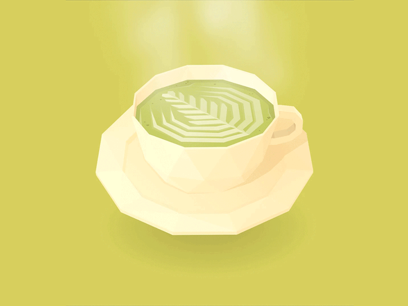 Matcha Latte animation colour cute drink food green green tea illustration japan latte low poly matcha