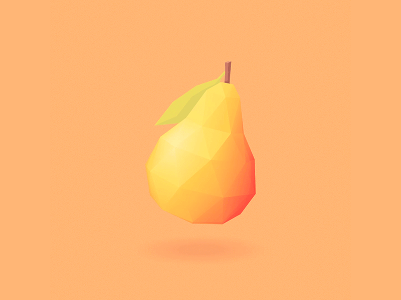 Pear animation bounce color colour cute fly fruit gif illustration low poly pear pink