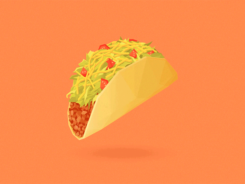 Taco animation bounce color colour content cute fly food gif illustration low poly taco
