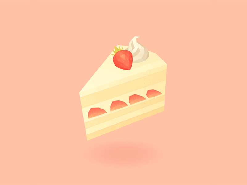 Cake animation cake content cream cute dessert gif illustration low poly pink strawberry sweet