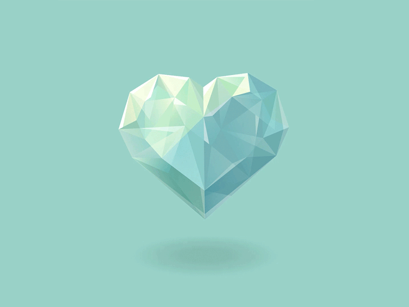 Heart animation content crystal cute floating glass heart illustration light love low poly valentines day