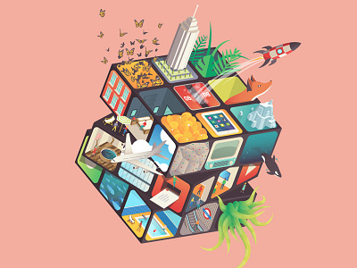 Rubik's Cube airplane animals architecture butterflies fox isometric london pink rocket rubiks cube tropical whale