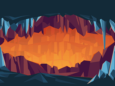 Betterup Background: Cave adventure background business cave fire gaming illustration lighting low poly startup surreal vector