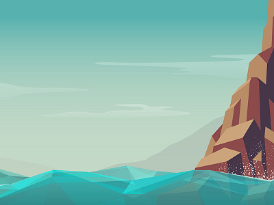 Betterup Background: Seascape background clouds low poly mountains nature ocean rocks sea seascape sky water waves