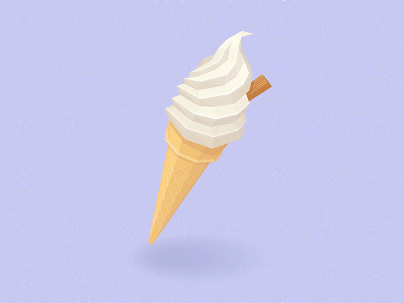 Ice Cream animation color colour cone cute dessert food geometric ice cream illustration low poly sweet