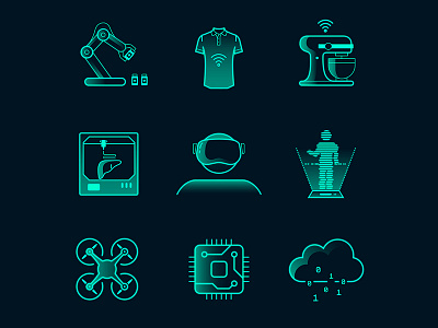 Technology Icons 3d printing augmented reality future gradient hologram icon icons neon outline smart technology technology the cloud