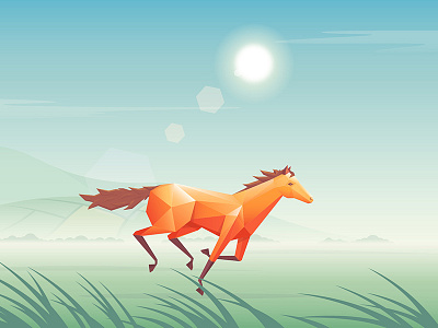 Jaguar Land Rover: Horse app background environment fields game gaming geometric gradient horse low poly nature racehorse