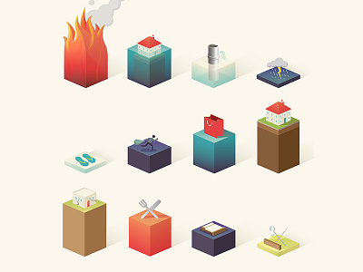 Isometric Bar Graph Icons