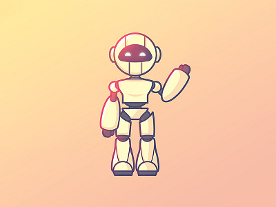 Robot android cute flat design 2.0 gradient illustration light leak mech outline pink robot sci fi sketch