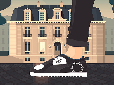 PUMA X Karl Lagerfeld architecture building fashion illustration illustrator karl lagerfeld paris puma shoe shoes sneakers trainers vector