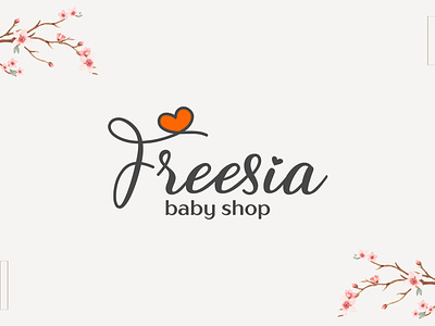Baby shop logo design vector branding design flower freesia graphic design logo logo maker vector watercolor