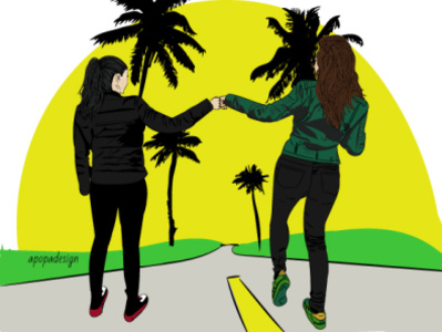 friendship goals 2020 design colorful friends friends illustration funky and fresh graphic illustration illustrator palm tree travel traveler illustration