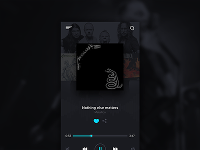 Dark Music Player app clean design iphone love music player ui ux