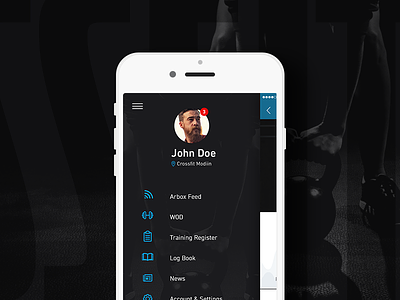 Crossfit App Menu crossfit dark dark ui design gym interface ui ux