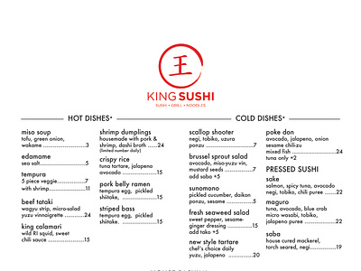 King Food Menu