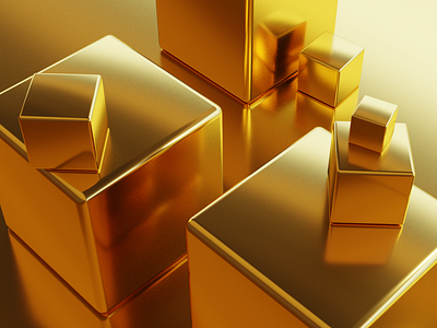 Golden Cubes blender3d cube gold