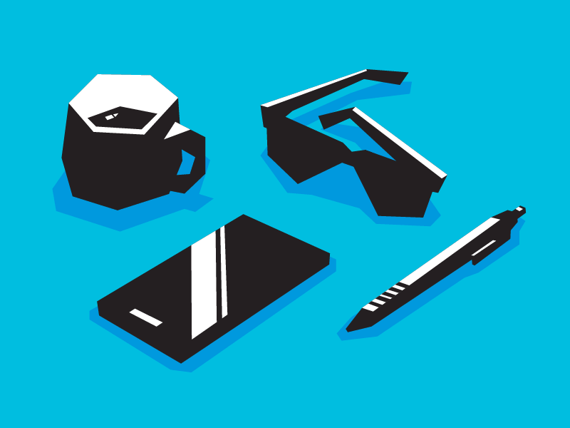 Things On My Desk animation coffee low poly pen ray ban