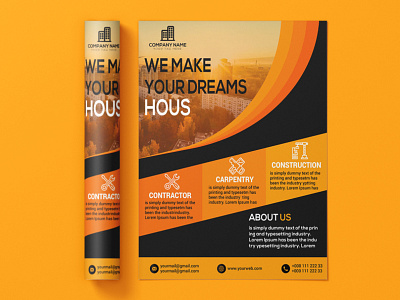 Construction Flyer advert architecture art branding builder building business company construction ad template construction company poster construction poster design contractor flyers corporate creative design engineering equipment flyer flyer design general construction flyer