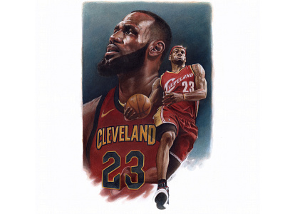 LeBron James basketball cleveland cleveland cavaliers illustration lebron james nba nba poster painting portrait portrait illustration portrait painting