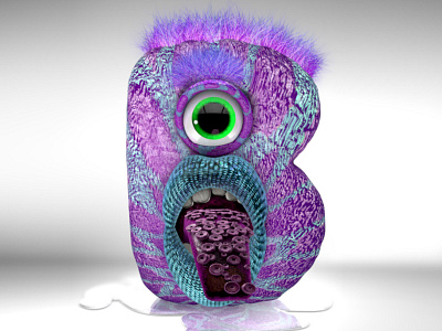 B Monster Dribbble 3d c4d character design cinema 4d lettering