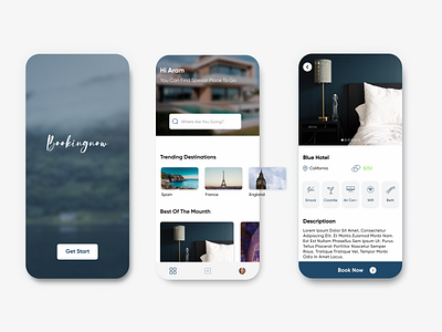 booking now app black blue booking hotel pastel colors room room booking ui ux