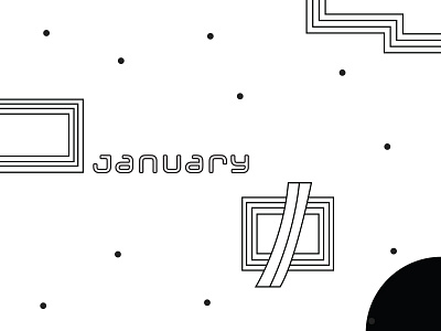 January black geometric january typography white