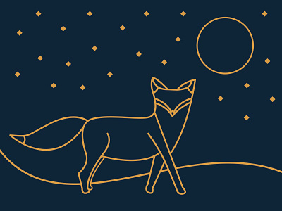 Fox. fox geometric illustration monoline night stars