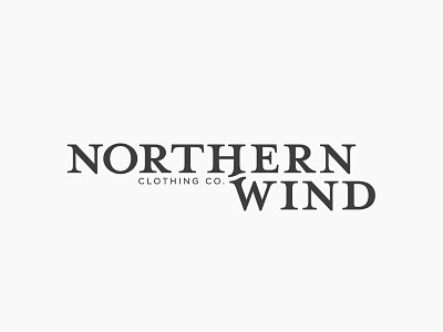 Northern Wind Clothing Co. black and white custom identity logo logotype northern type wind