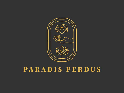 Paradis Perdus custom emblem flower hand illustration logo monoline type