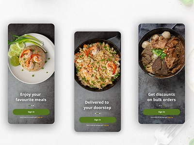 Onboarding sceens for a food delivery app app branding design icon illustration logo typography ui ux vector