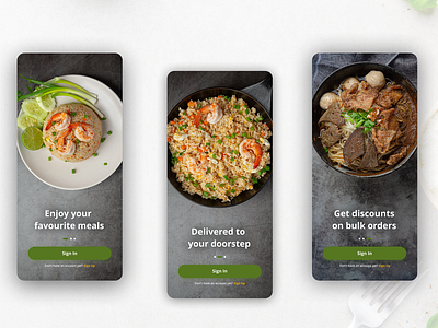 Onboarding sceens for a food delivery app