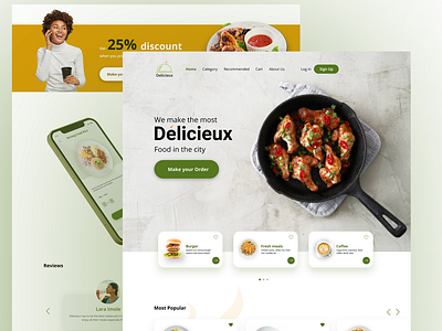 Landing page for food delivery website