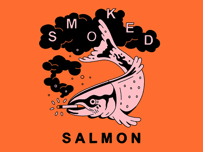 Smoked Salmon digital art digital illustration digital illustrations fish flat food food illustration graphic art graphics hand lettering illustration design tattoo art tattoo design