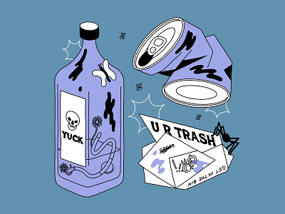 U R Trash, Yuck 2d content design digital art digital illustration flat graphic art graphics hand lettering