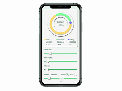 Investment calculator app calculator daily 100 daily ui dailyui005 design figma interaction neumorphic neumorphism ui ux