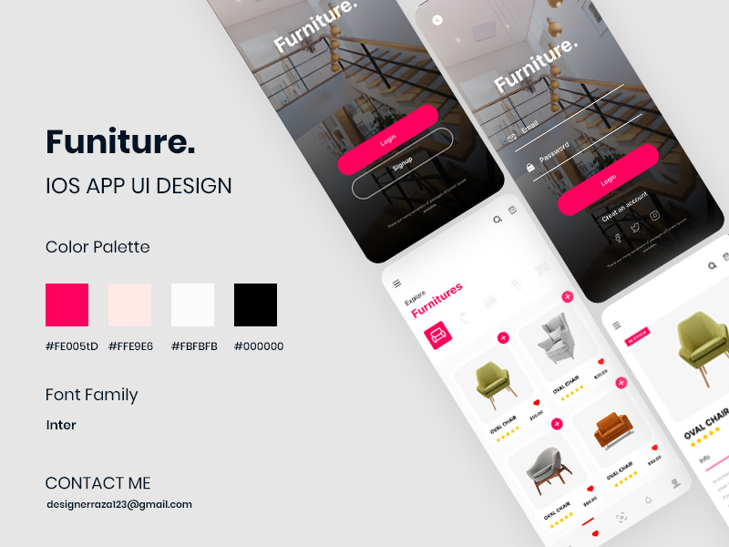 Furniture IOS App 4 Screen UI by Ahmed Raza on Dribbble