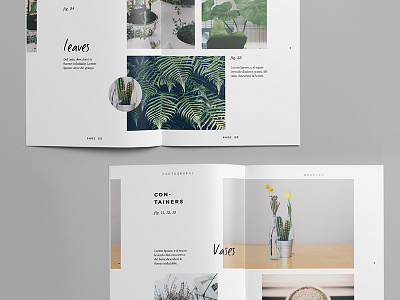 Portfolio Spreads Preview botanic editorial grid layout modern photography portfolio template