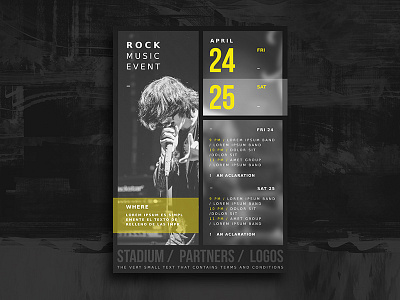 Music Posters a4 black block concert event flyer layout music print rock template