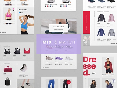 Line Sheet Products Laoyouts active activewear brochure brochure design catalog catalogue design clothes clothing collection editorial fashion fit fitness grid lookbook modern products purple red sports