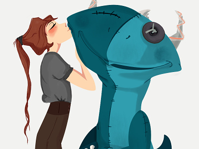 Dragon character design dragon drawing illustration kiss love pet photoshop woman